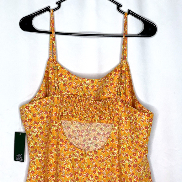 Wild Fable Womens Sundress Size XXL Bodycon Orange Floral Spaghetti Straps - Picture 9 of 12